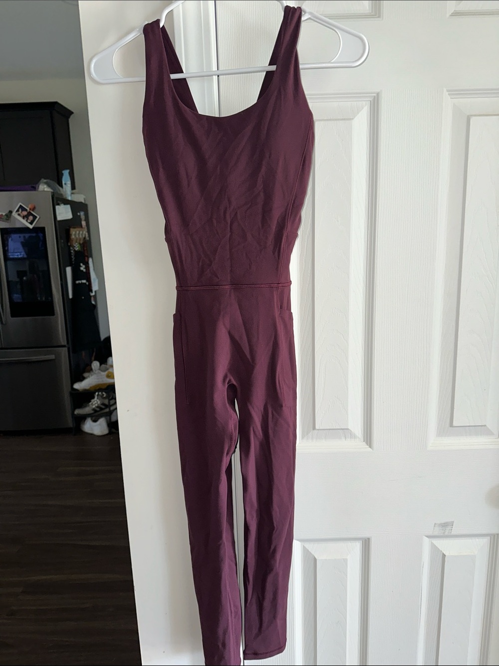 Athleta Sleeveless Wine-Colored Seam-Detail Jumpsuit
